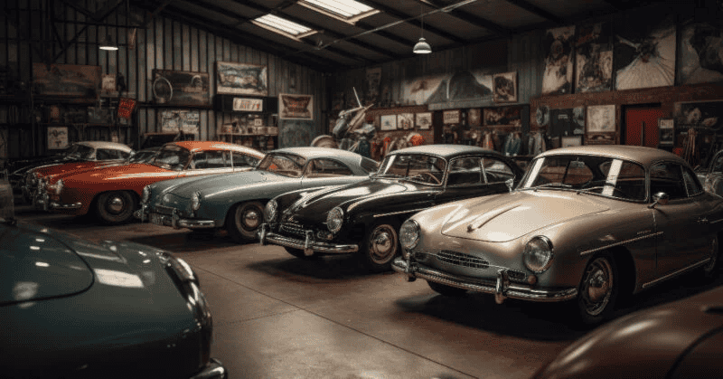 A-vintage-car-shop-with-classic-cars-